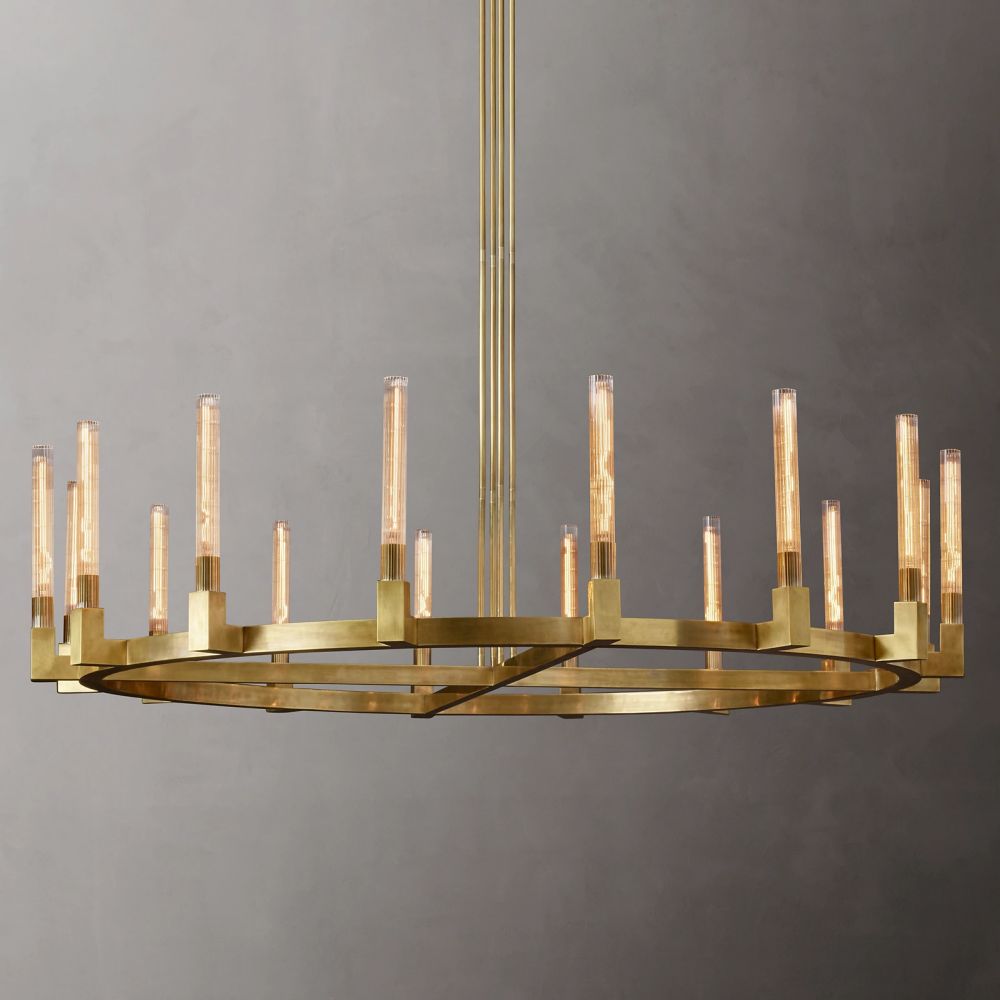 Cannele Ribbed Glass Round Chandelier 72"