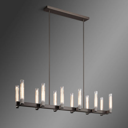 Vallon Etched Glass Linear Chandelier 60"