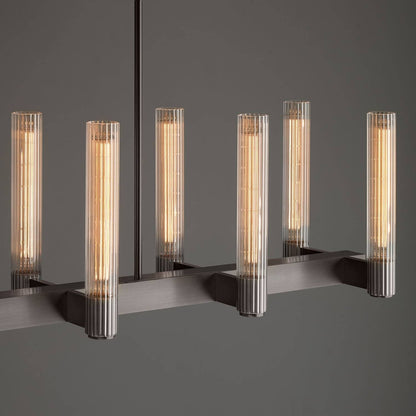 Vallon Etched Glass Linear Chandelier 60"