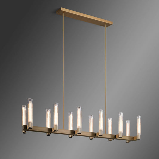 Vallon Etched Glass Linear Chandelier 60"