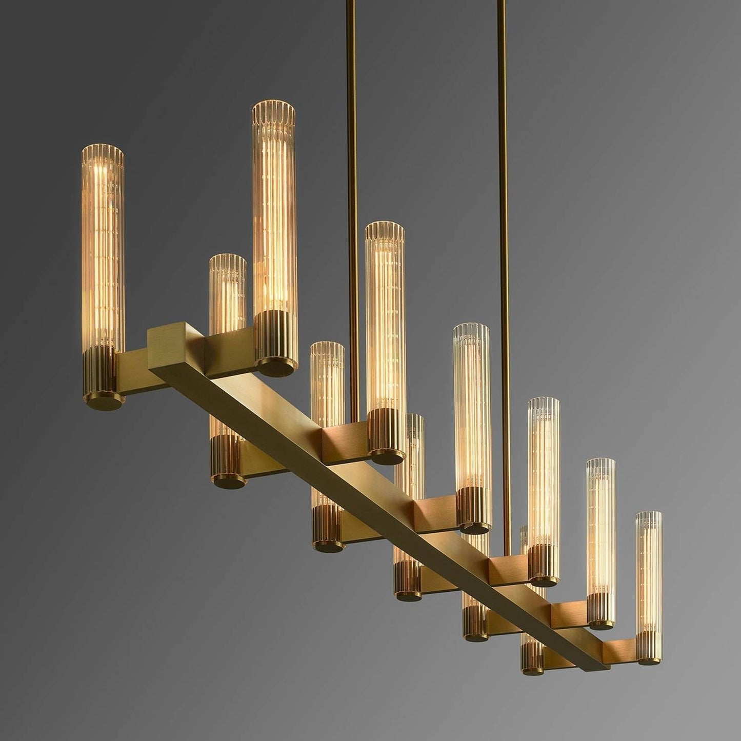 Vallon Etched Glass Linear Chandelier 60"