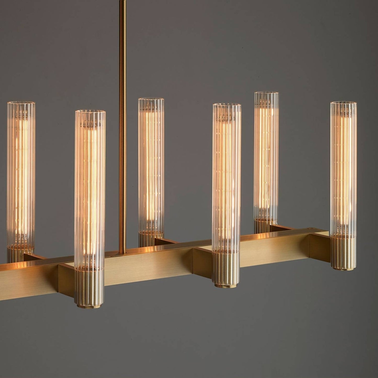 Vallon Etched Glass Linear Chandelier 60"