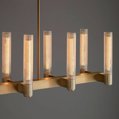 Vallon Etched Glass Linear Chandelier 60"