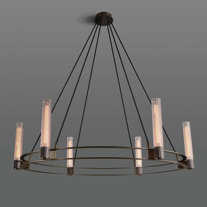 Vallon Etched Glass Round Chandelier