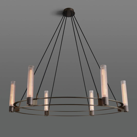 Vallon Etched Glass Round Chandelier