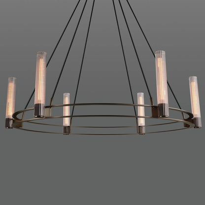 Vallon Etched Glass Round Chandelier