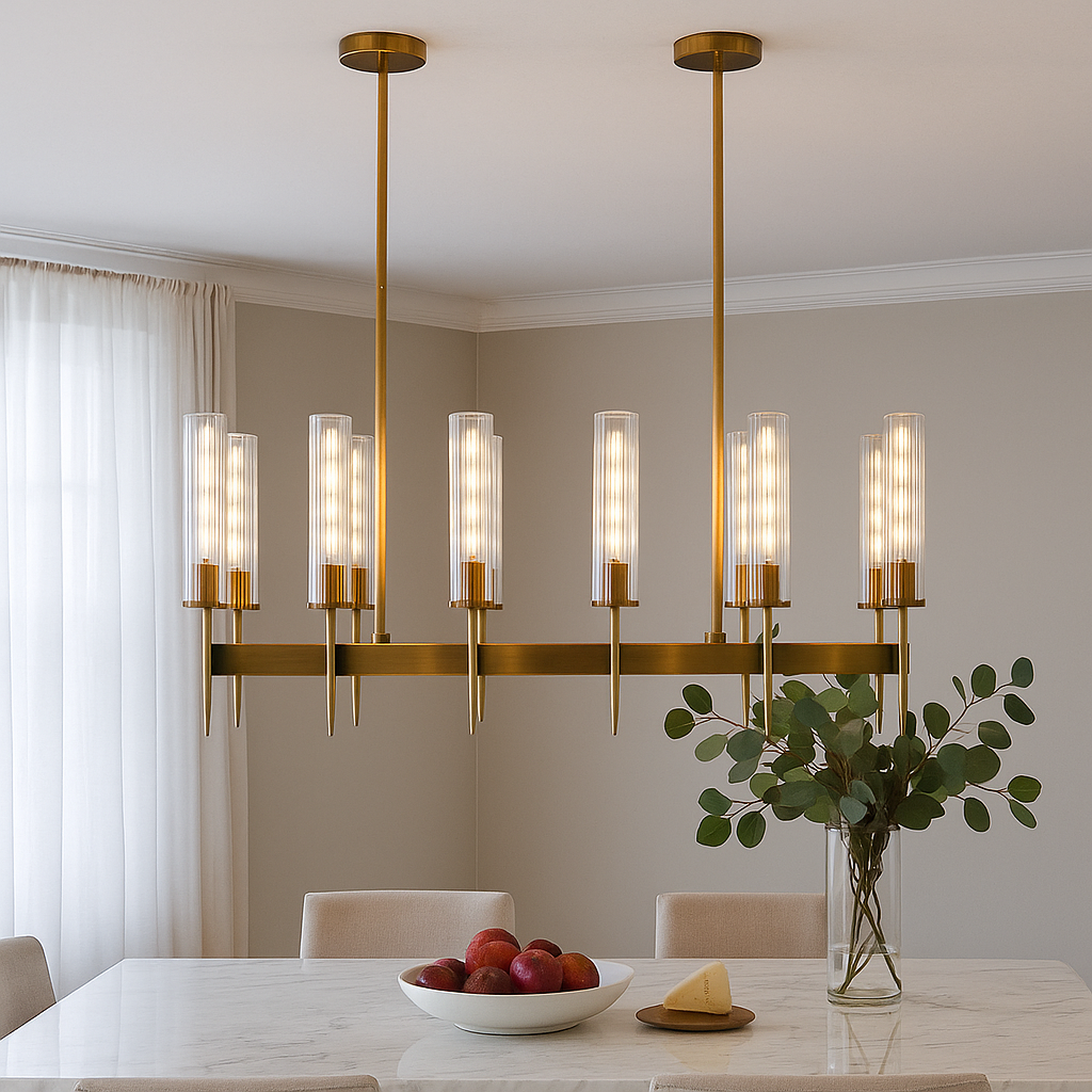 Vallon Channel Glass Linear Chandelier 47"