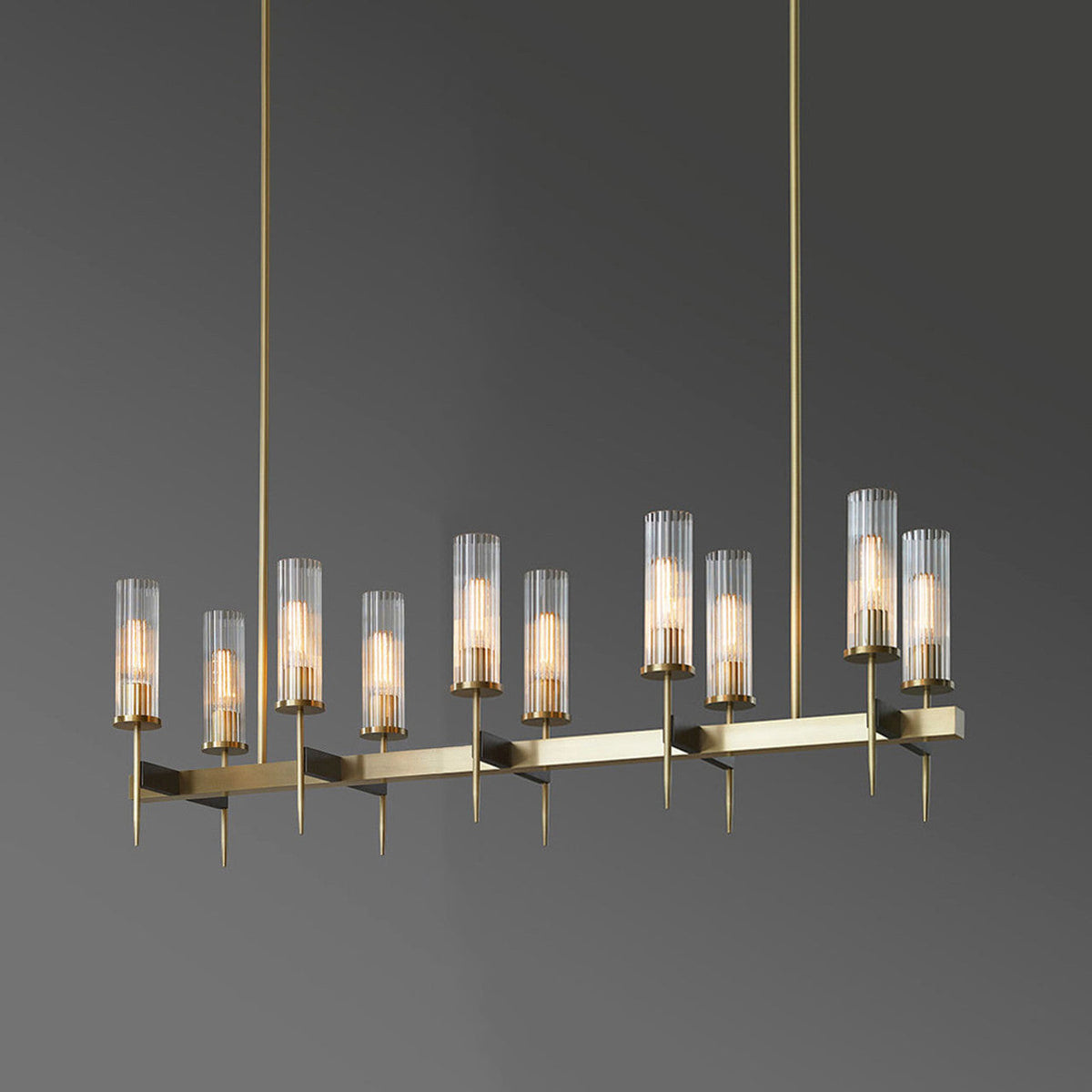 Vallon Channel Glass Linear Chandelier 47"