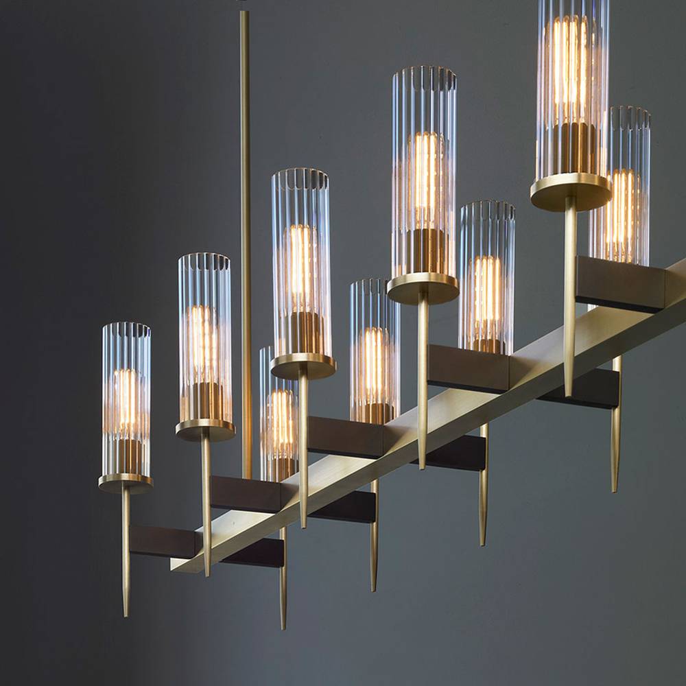 Vallon Channel Glass Linear Chandelier 47"