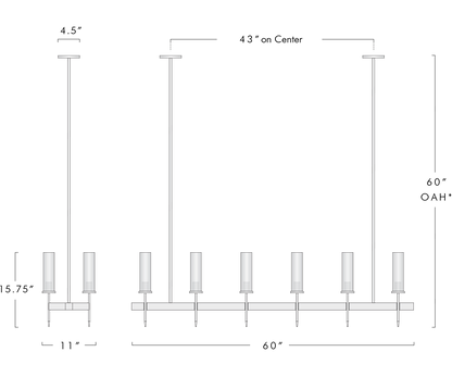 Vallon Channel Glass Linear Chandelier 60"