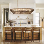 Ghiaccio Textured Glass Oval Chandelier