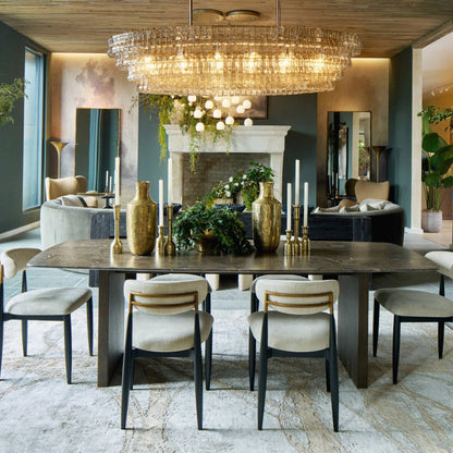 Ghiaccio Rippled Glass Oval Chandelier