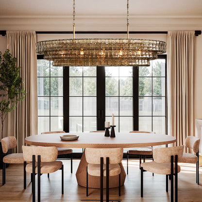 Ghiaccio Textured Glass Oval Chandelier