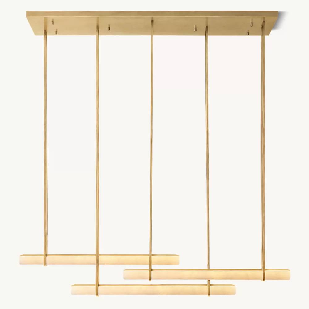 Audubon Sculpt Alabaster Triple Bar Linear Chandelier