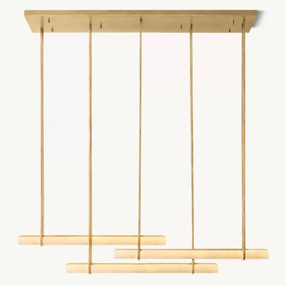 Audubon Sculpt Alabaster Triple Bar Linear Chandelier
