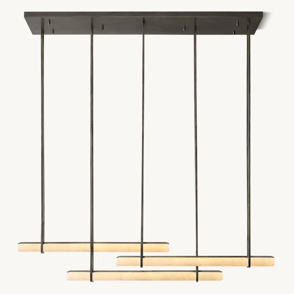 Audubon Sculpt Alabaster Triple Bar Linear Chandelier