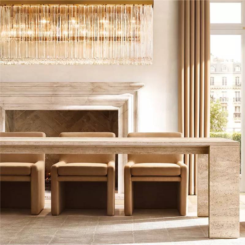 Cielo Lustred Glass Rectangle Chandelier 73"