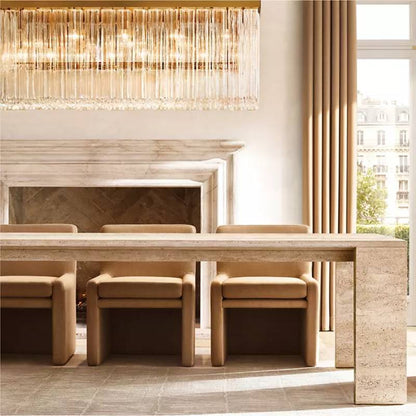 Cielo Lustred Glass Rectangle Chandelier 73"