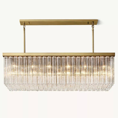Cielo Lustred Glass Rectangle Chandelier 73"