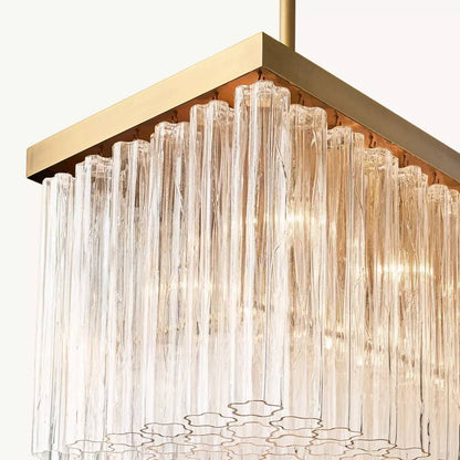 Cielo Lustred Glass Rectangle Chandelier 73"