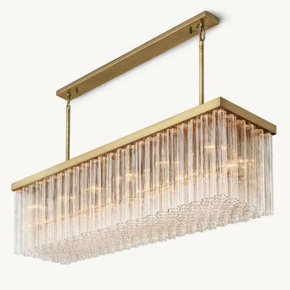 Cielo Lustred Glass Rectangle Chandelier 73"