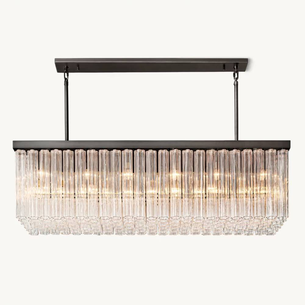 Cielo Lustred Glass Rectangle Chandelier 73"