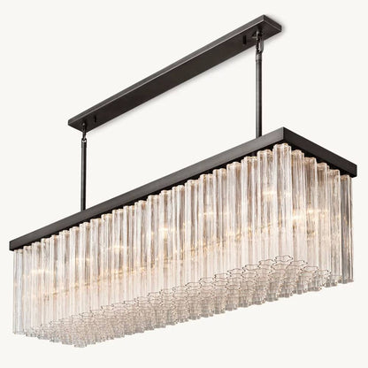 Cielo Lustred Glass Rectangle Chandelier 73"