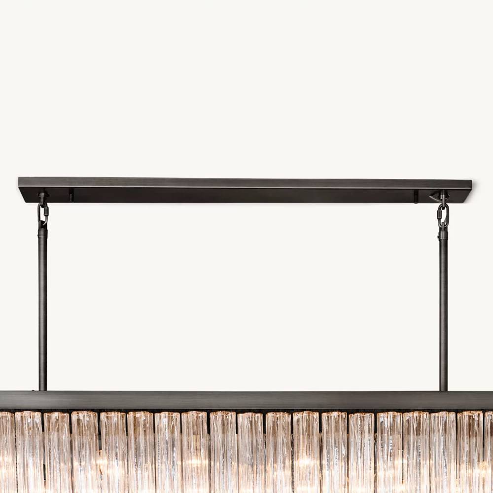 Cielo Lustred Glass Rectangle Chandelier 73"