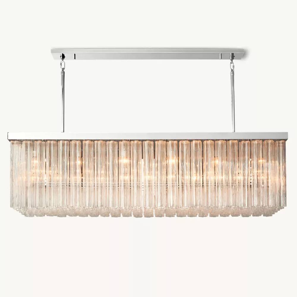 Cielo Lustred Glass Rectangle Chandelier 73"