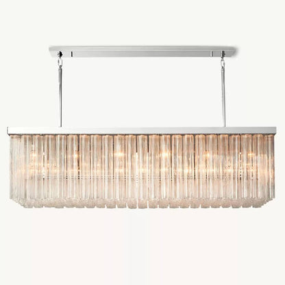 Cielo Lustred Glass Rectangle Chandelier 73"