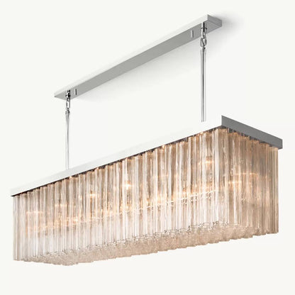 Cielo Lustred Glass Rectangle Chandelier 73"