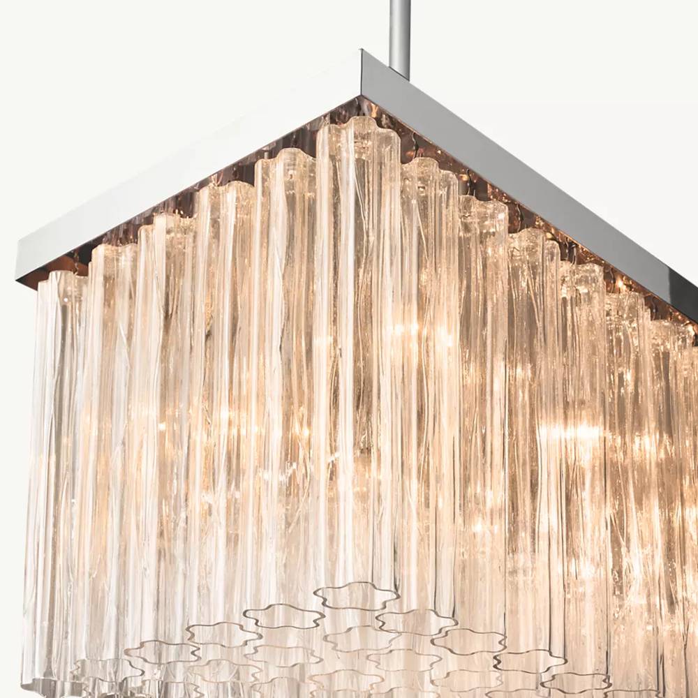 Cielo Lustred Glass Rectangle Chandelier 73"