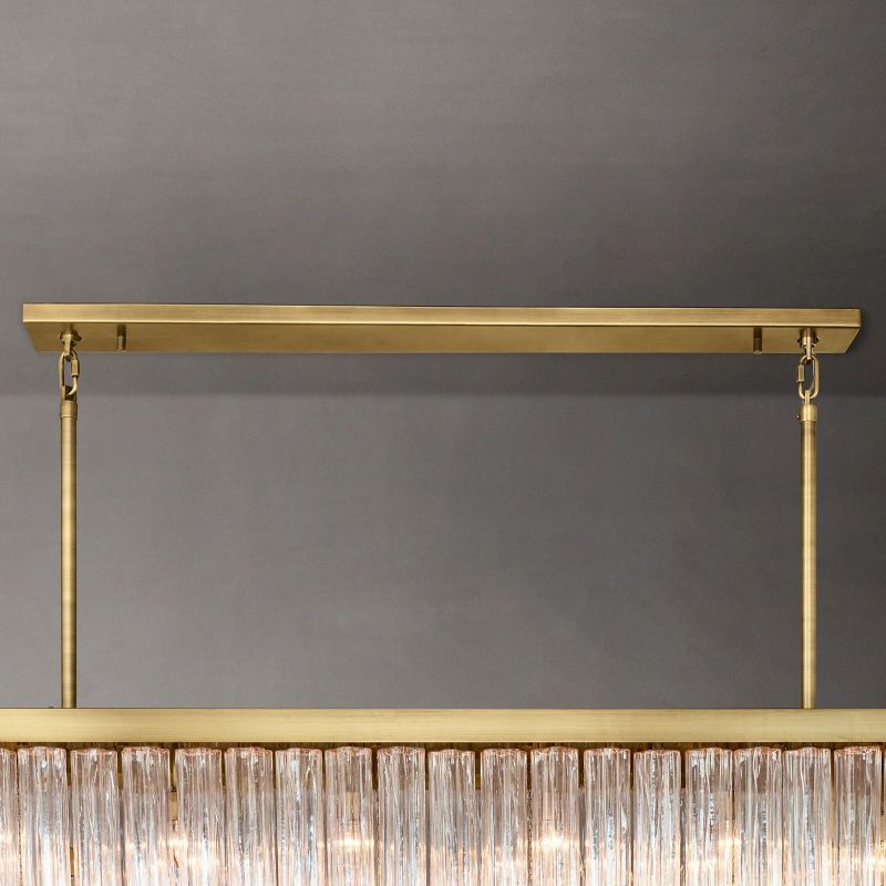 Cielo Lustred Glass Rectangle Chandelier 73"