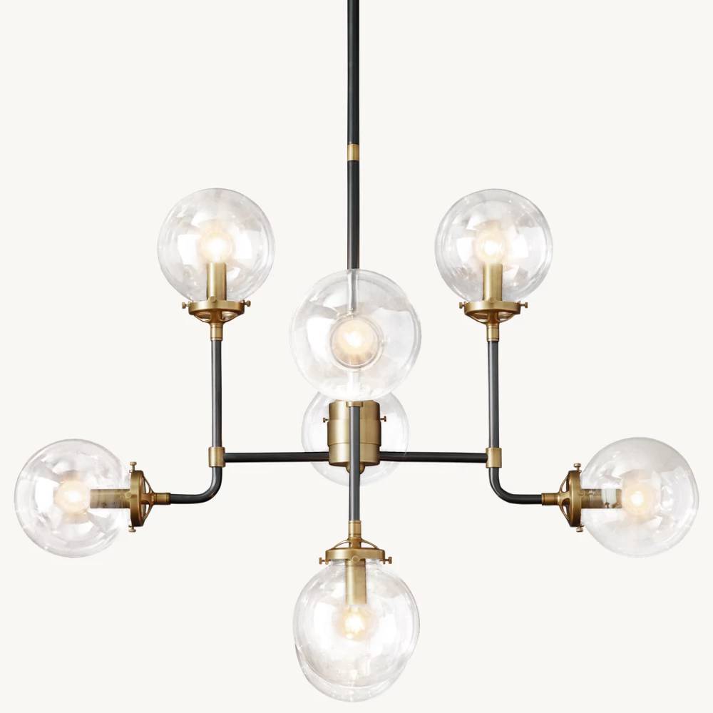 Bistro Transit Globe Glass Chandelier 34"