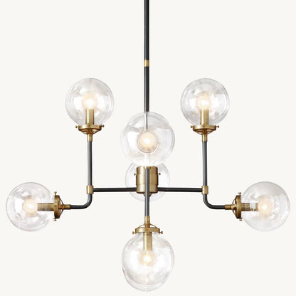 Bistro Transit Globe Glass Chandelier 34"