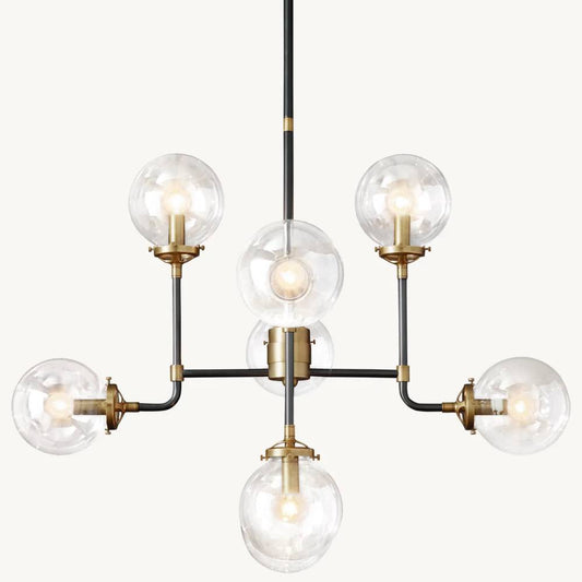 Bistro Transit Globe Glass Chandelier 34"