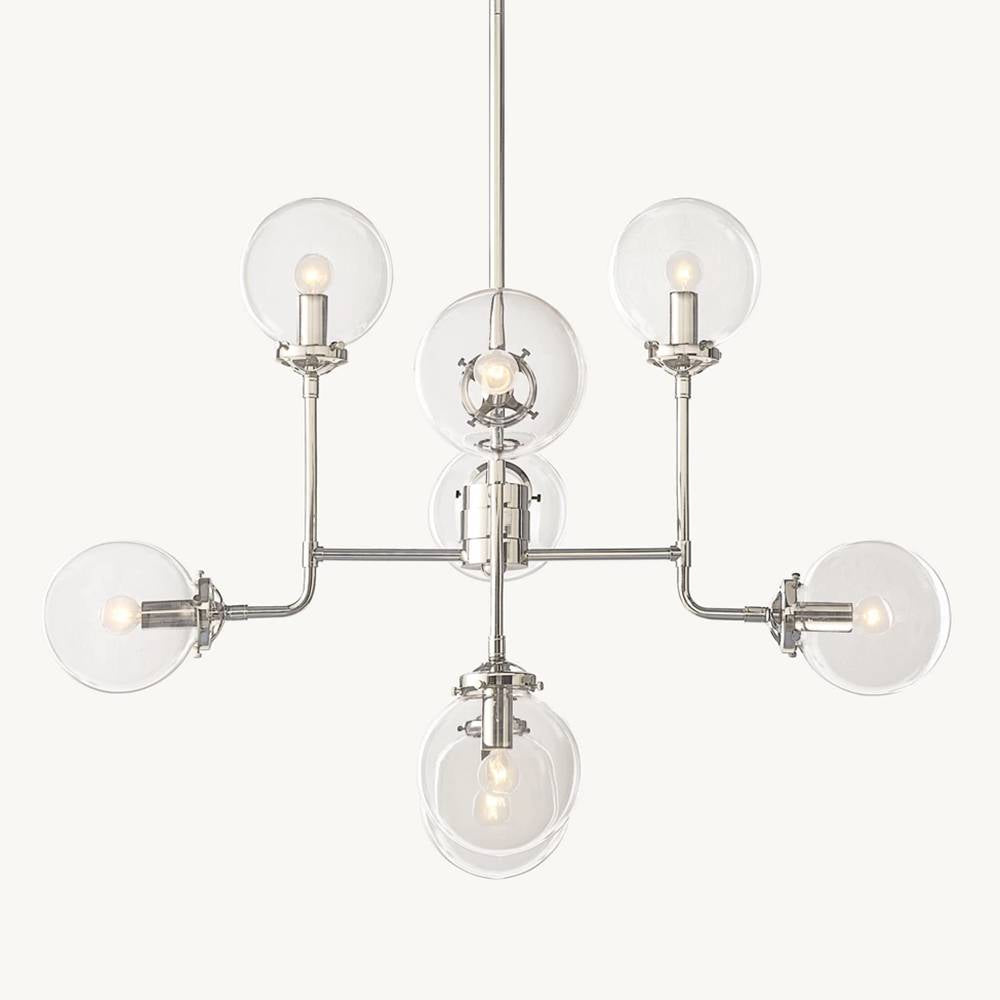 Bistro Transit Globe Glass Chandelier 34"