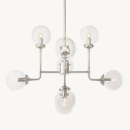 Bistro Transit Globe Glass Chandelier 34"