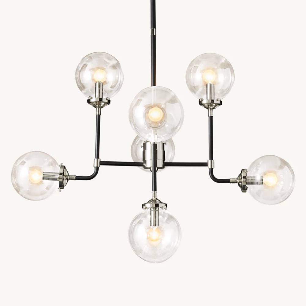 Bistro Transit Globe Glass Chandelier 34"