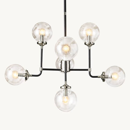Bistro Transit Globe Glass Chandelier 34"