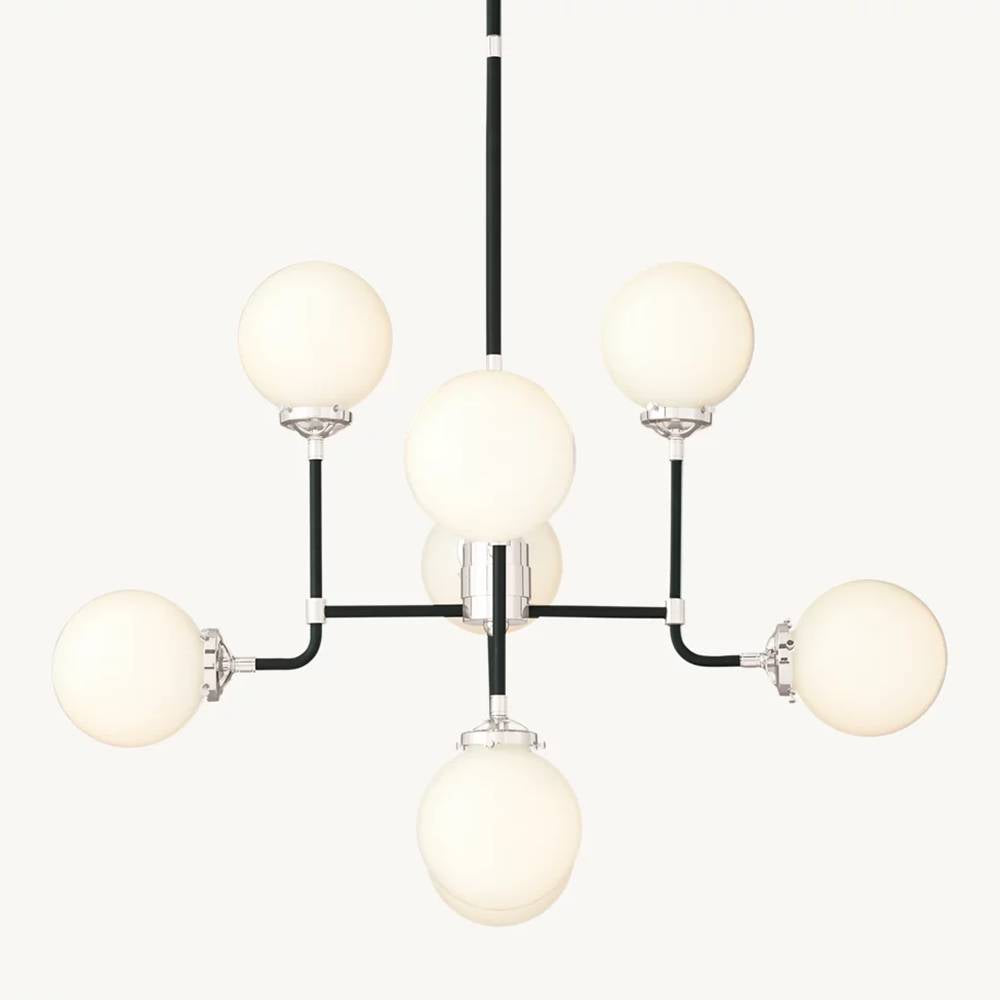 Bistro Transit Globe Glass Chandelier 34"