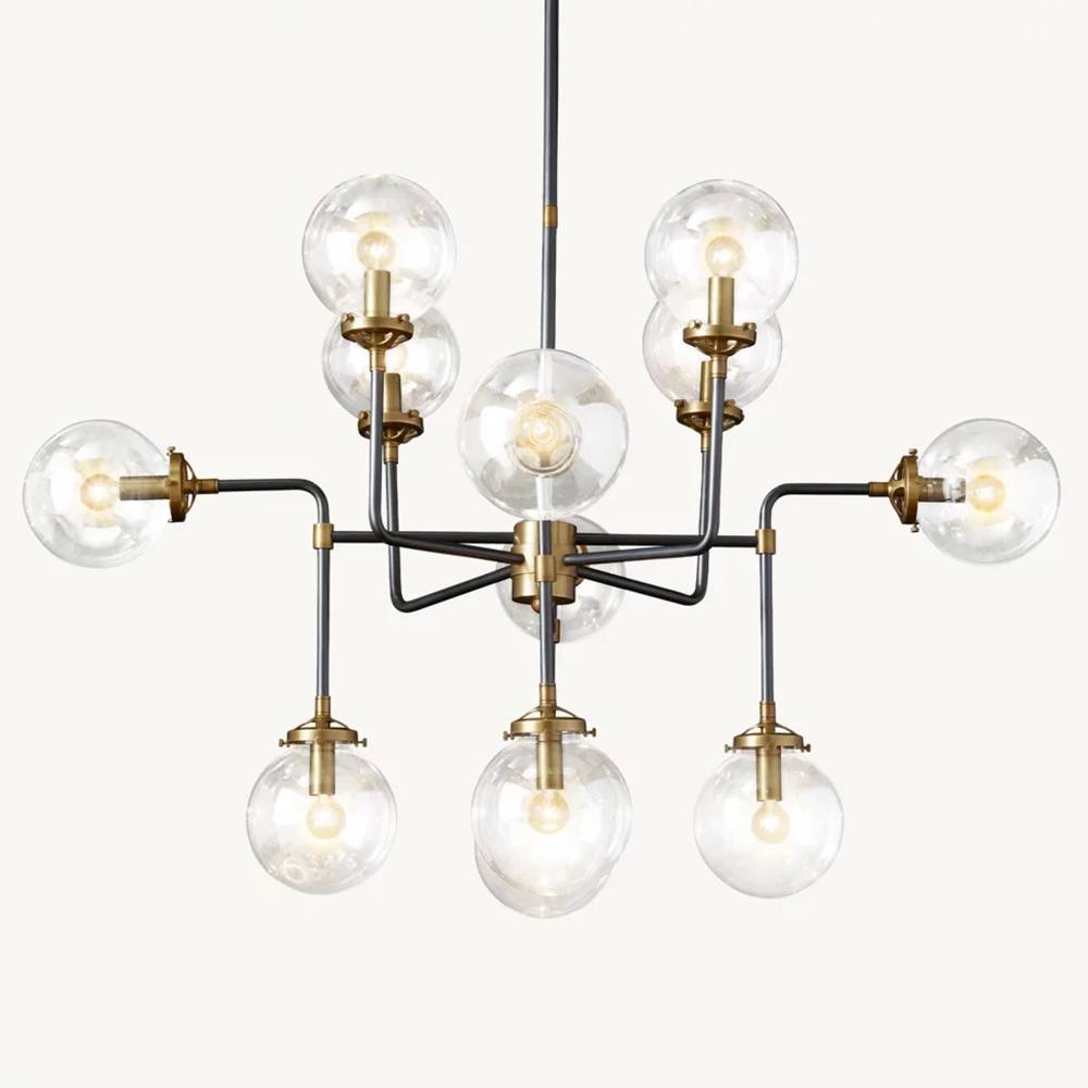 Bistro Transit Globe Glass Chandelier 42"
