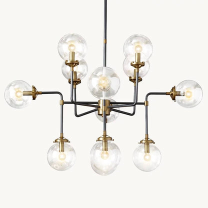 Bistro Transit Globe Glass Chandelier 42"