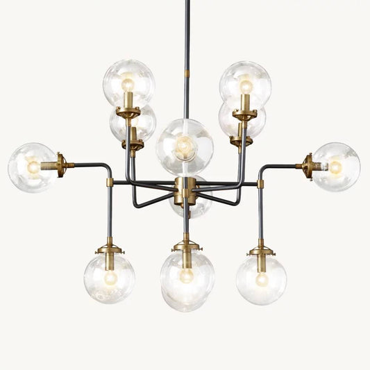 Bistro Transit Globe Glass Chandelier 42"