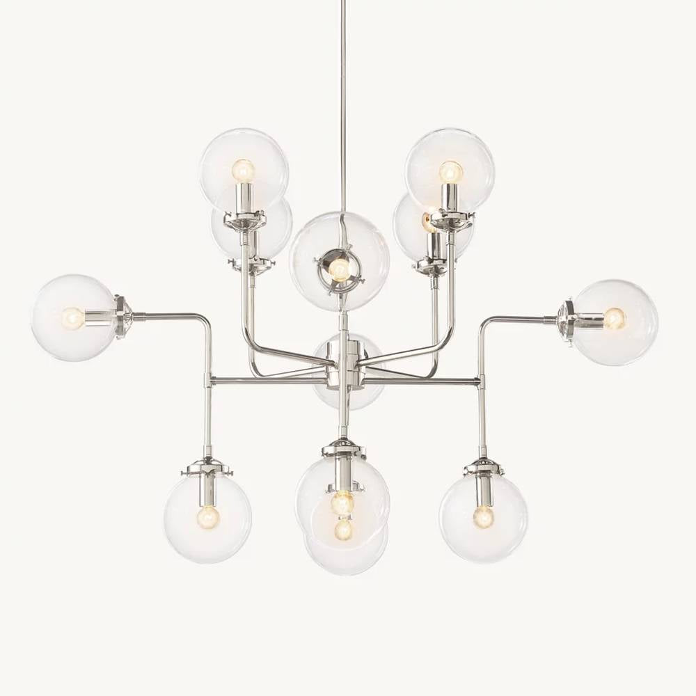 Bistro Transit Globe Glass Chandelier 42"