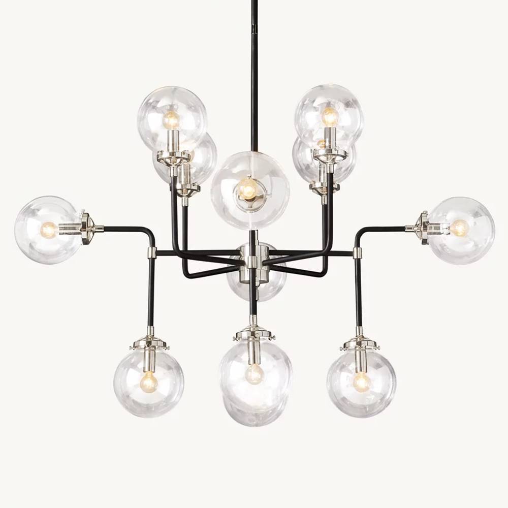 Bistro Transit Globe Glass Chandelier 42"
