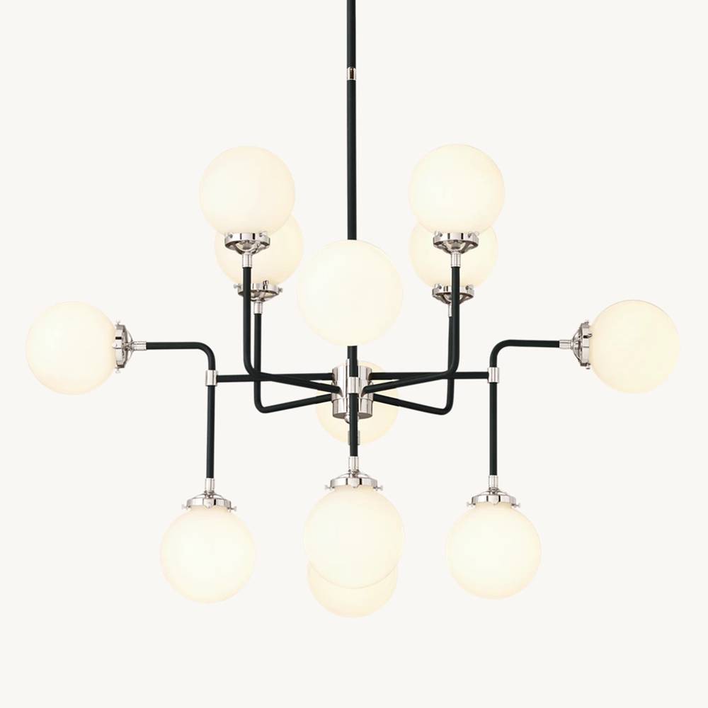 Bistro Transit Globe Glass Chandelier 42"