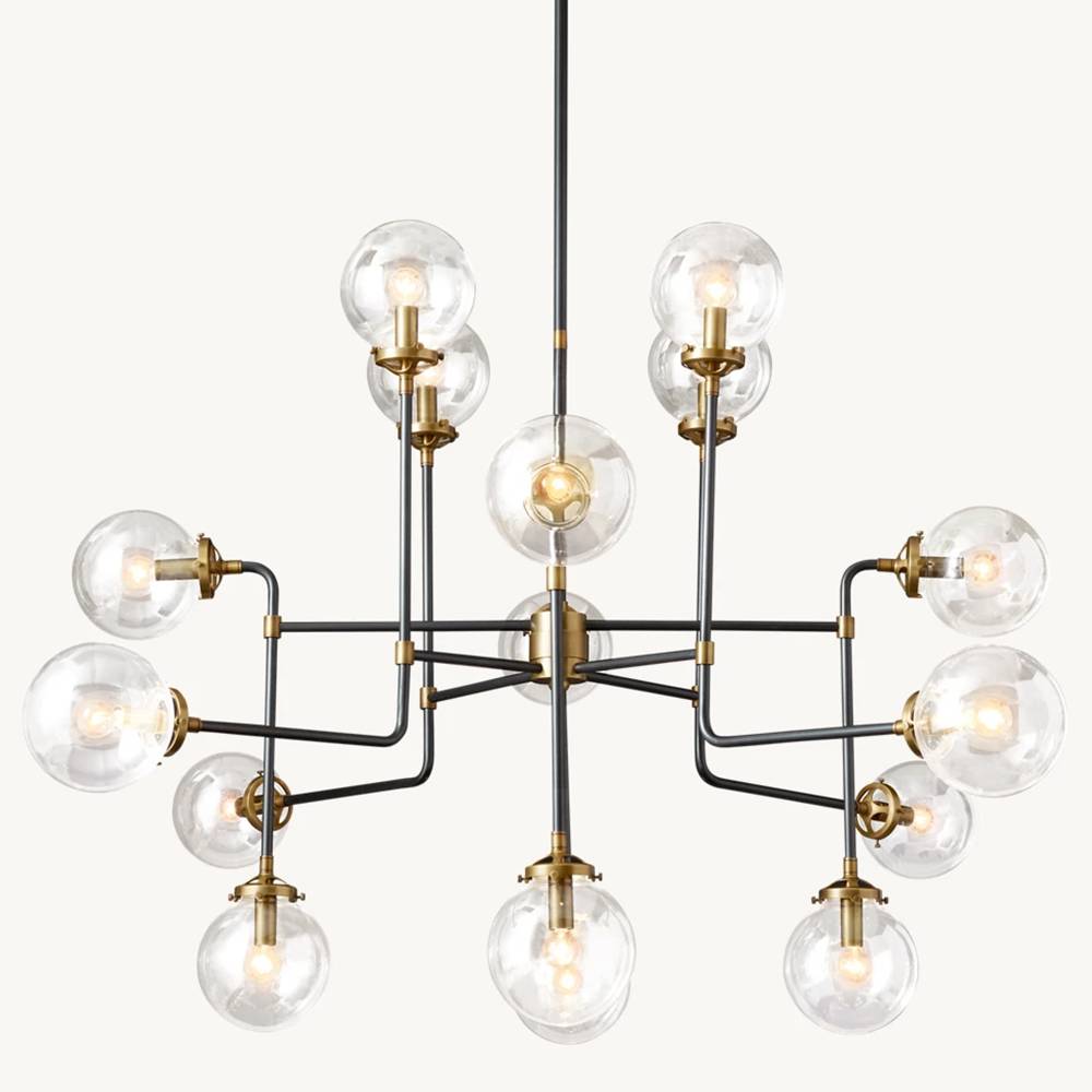 Bistro Transit Globe Glass Chandelier 56"