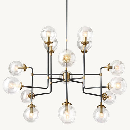 Bistro Transit Globe Glass Chandelier 56"