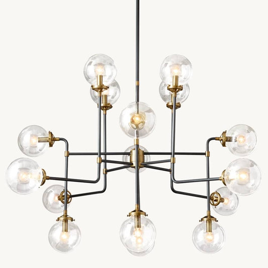 Bistro Transit Globe Glass Chandelier 56"